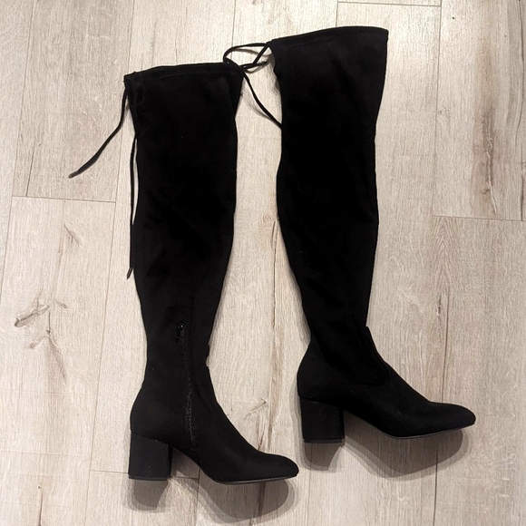 Over the Knee black dress boots, microfiber, size 37 - Picture 1 of 5